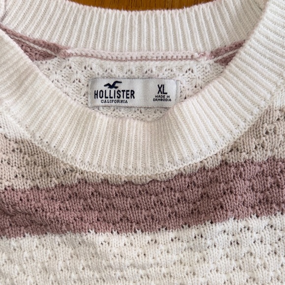 Hollister Cream and Pink Striped Sweater - Picture 2 of 4